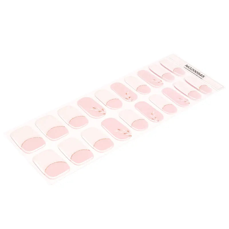 French Stickers Leaf Glitter Strips — Semi-Cured Gel Nail Wraps