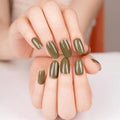 Gel Stcikers Olive-green Solid Color Designs — Semi-Cured Gel Nail Wraps