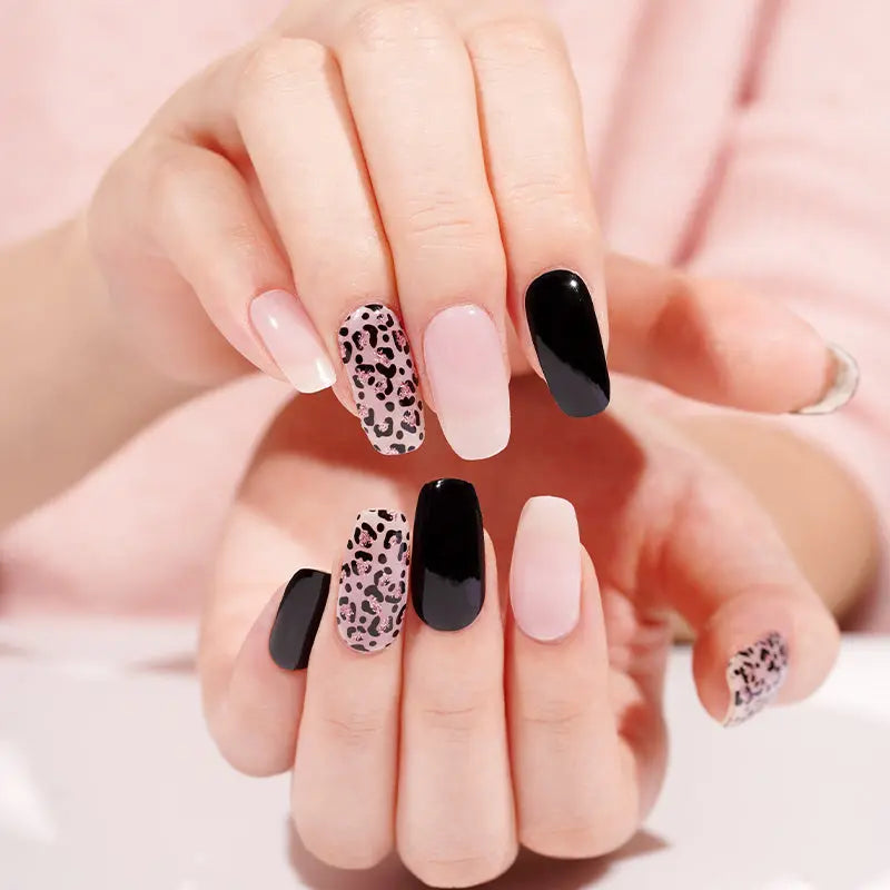 Gel Stickers Nude Leopard Designs — Semi-Cured Gel Nail Wraps