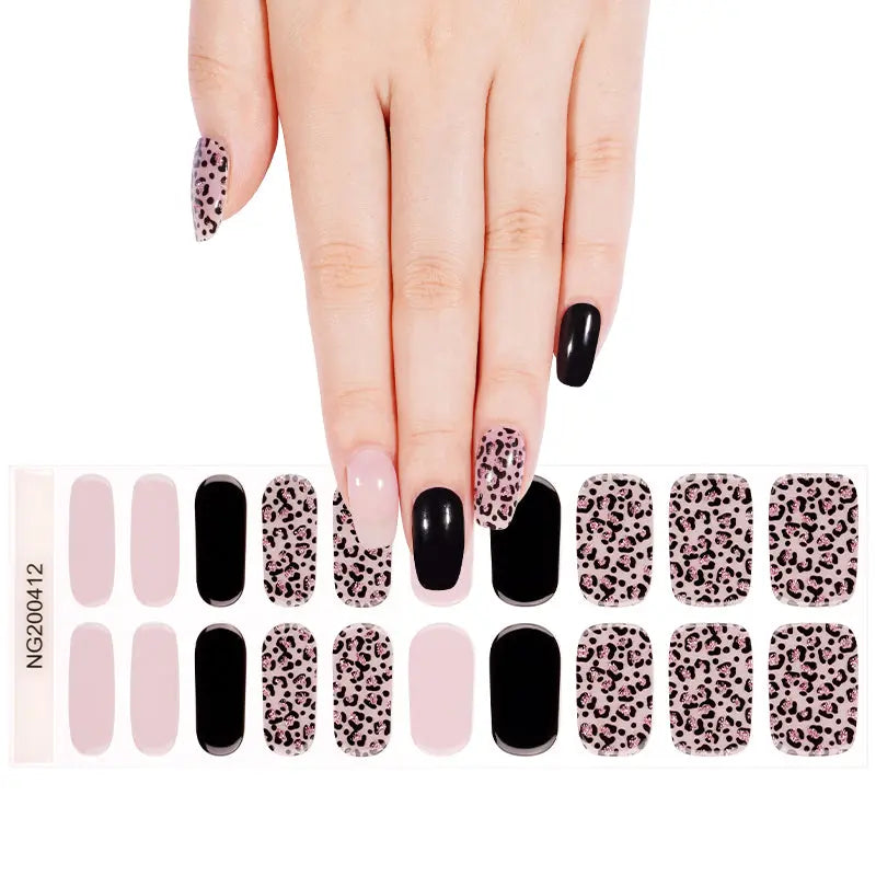 Gel Stickers Nude Leopard Designs — Semi-Cured Gel Nail Wraps