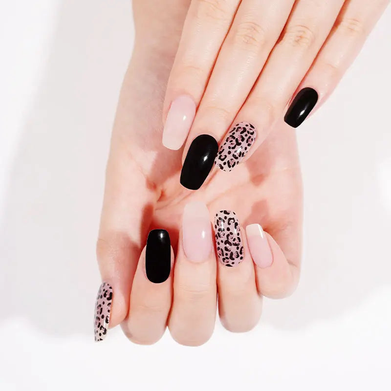 Gel Stickers Nude Leopard Designs — Semi-Cured Gel Nail Wraps