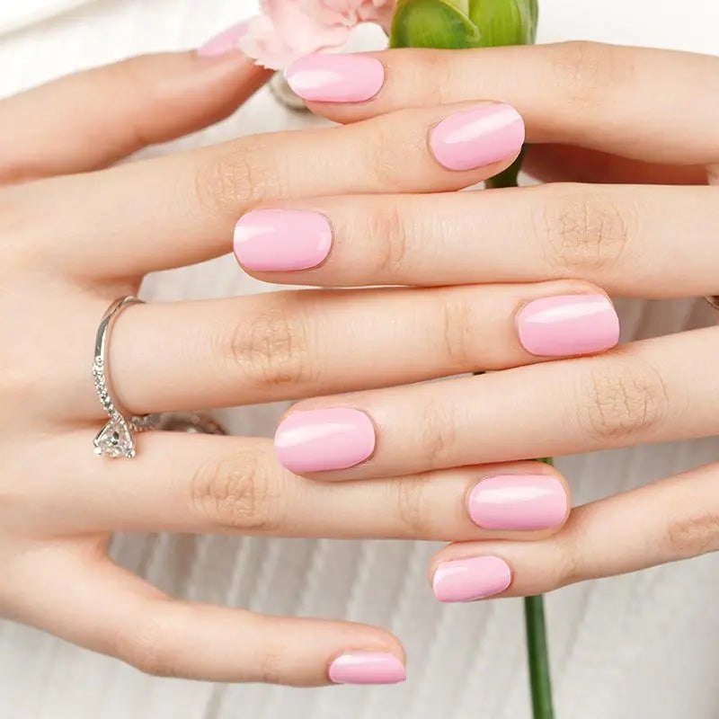 Gel Stickers Pink Solid Strips — Semi-Cured Gel Nail Wraps