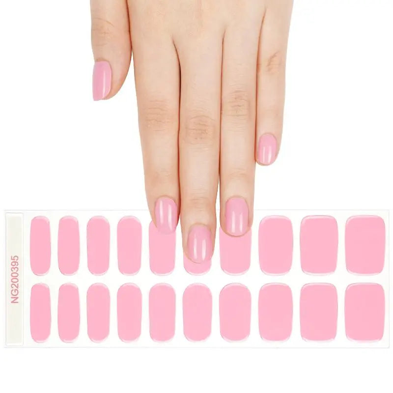 Gel Stickers Pink Solid Strips — Semi-Cured Gel Nail Wraps