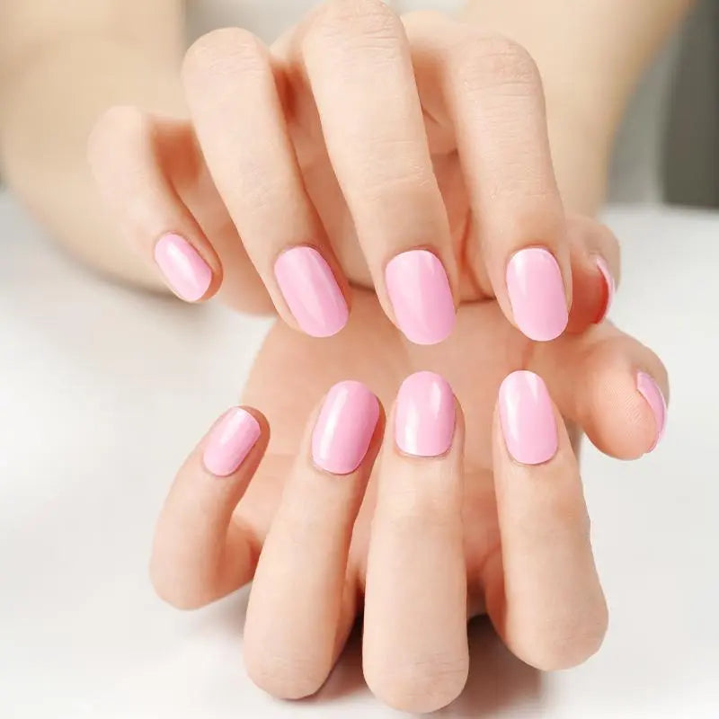 Gel Stickers Pink Solid Strips — Semi-Cured Gel Nail Wraps