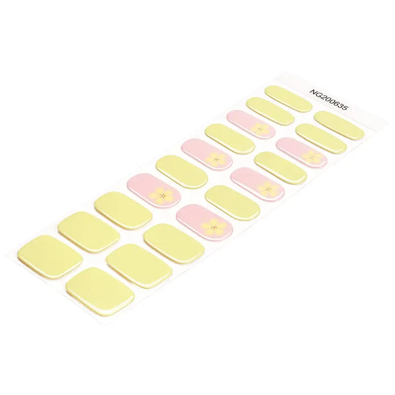 Gel Stickers With Yellow Flower Design Floral For Brands — Semi-Cured Gel Nail Wraps