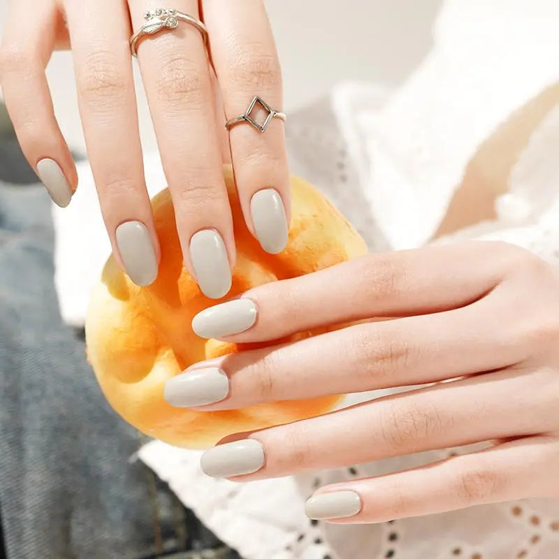Beige-white Solid Designs — Semi-Cured Gel Nail Wraps