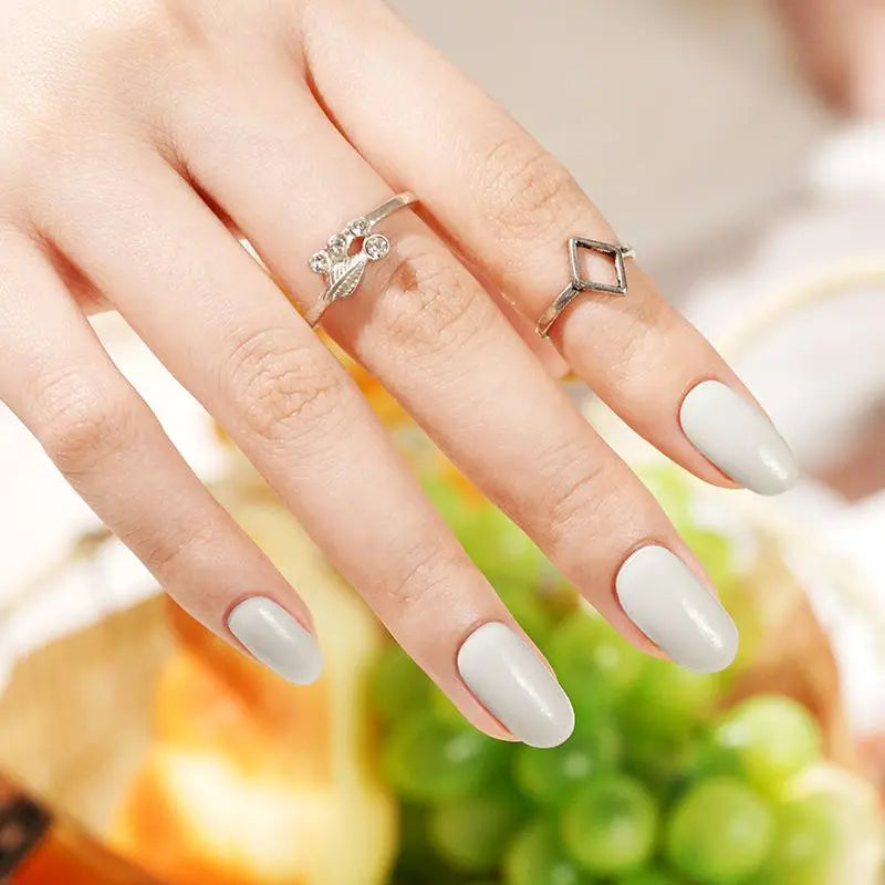 Beige-white Solid Designs — Semi-Cured Gel Nail Wraps