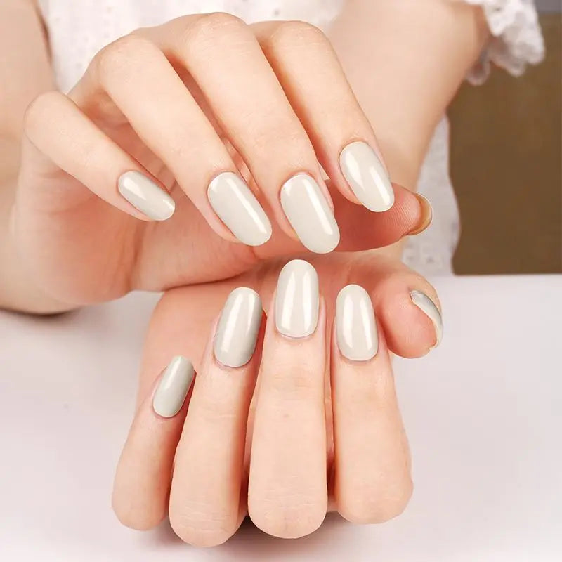 Beige-white Solid Designs — Semi-Cured Gel Nail Wraps
