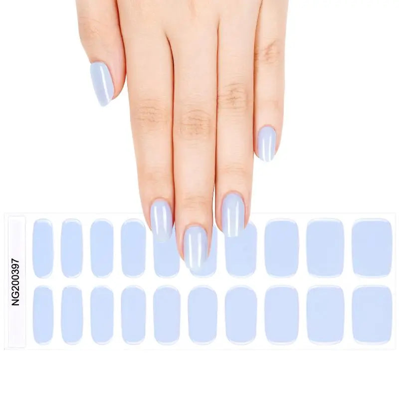 Blue Solid Sticker Art — Semi-Cured Gel Nail Wraps