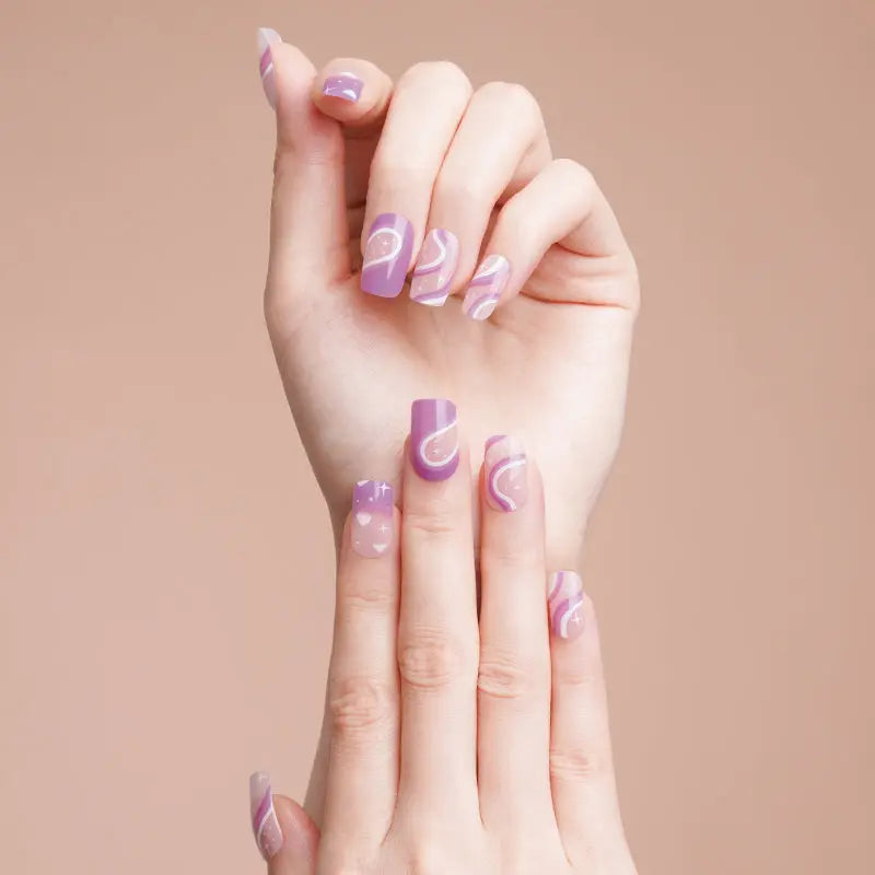 Purple Almond Nails — Semi-Cured Gel Nail Wraps