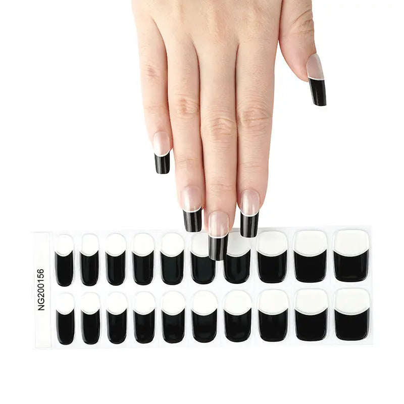 Gel Black French — Semi-Cured Gel Nail Wraps