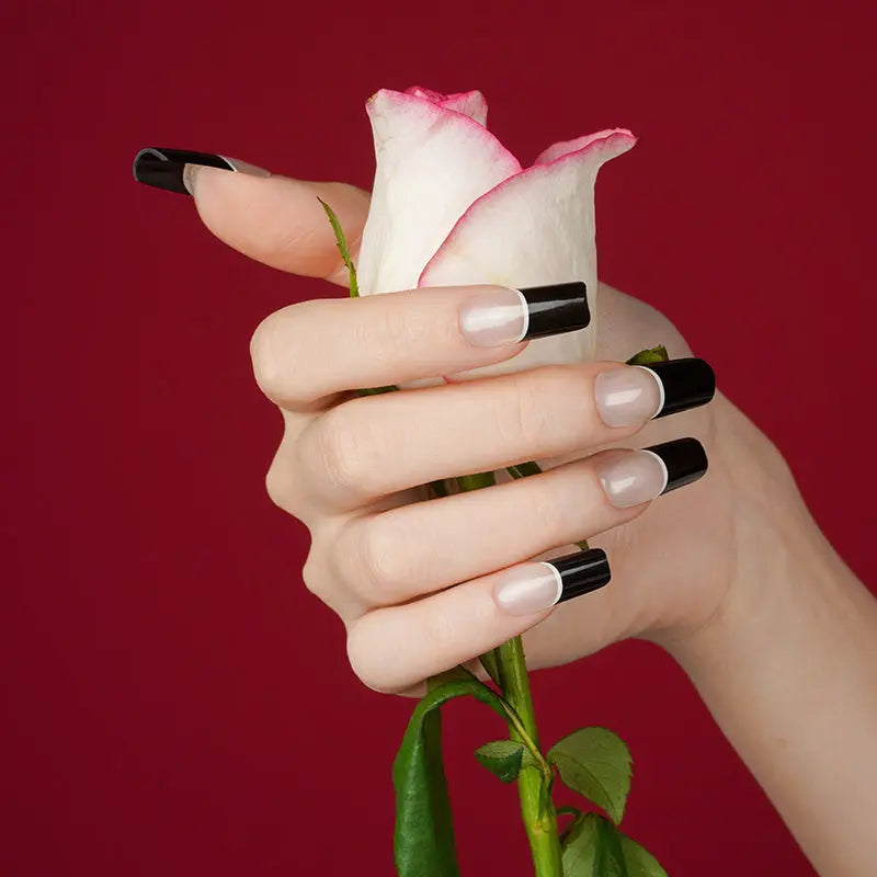 Gel Black French — Semi-Cured Gel Nail Wraps