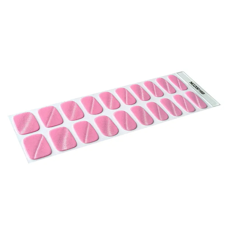 Gel In Various Designs Pink Cat-Eye — Semi-Cured Gel Nail Wraps