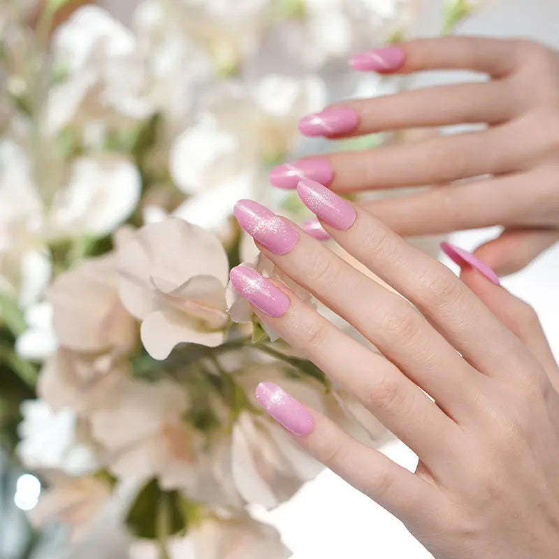 Gel In Various Designs Pink Cat-Eye — Semi-Cured Gel Nail Wraps