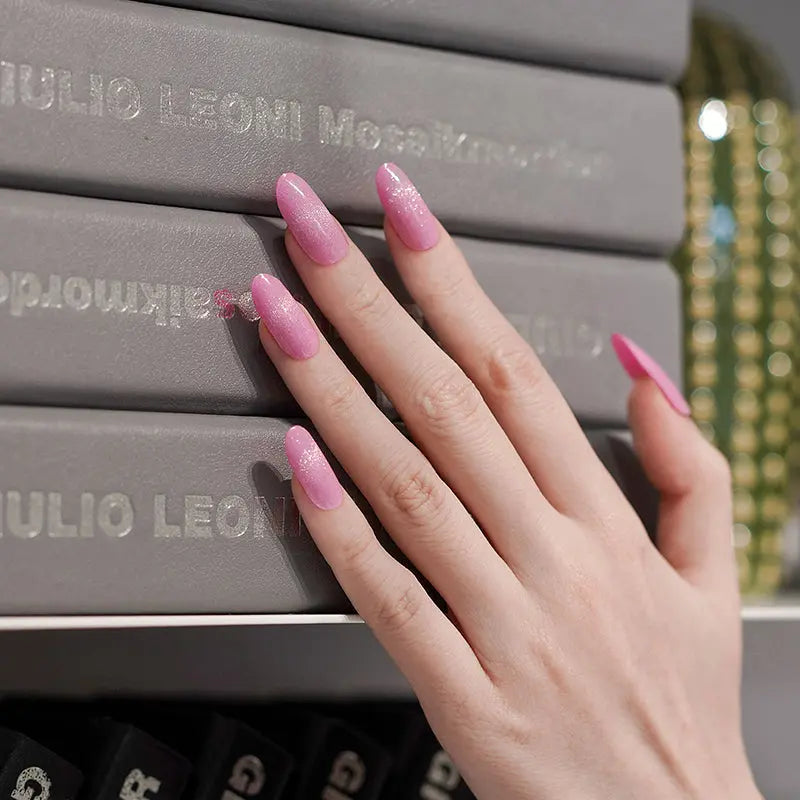 Gel In Various Designs Pink Cat-Eye — Semi-Cured Gel Nail Wraps