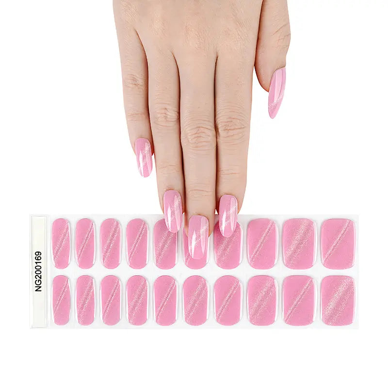 Gel In Various Designs Pink Cat-Eye — Semi-Cured Gel Nail Wraps