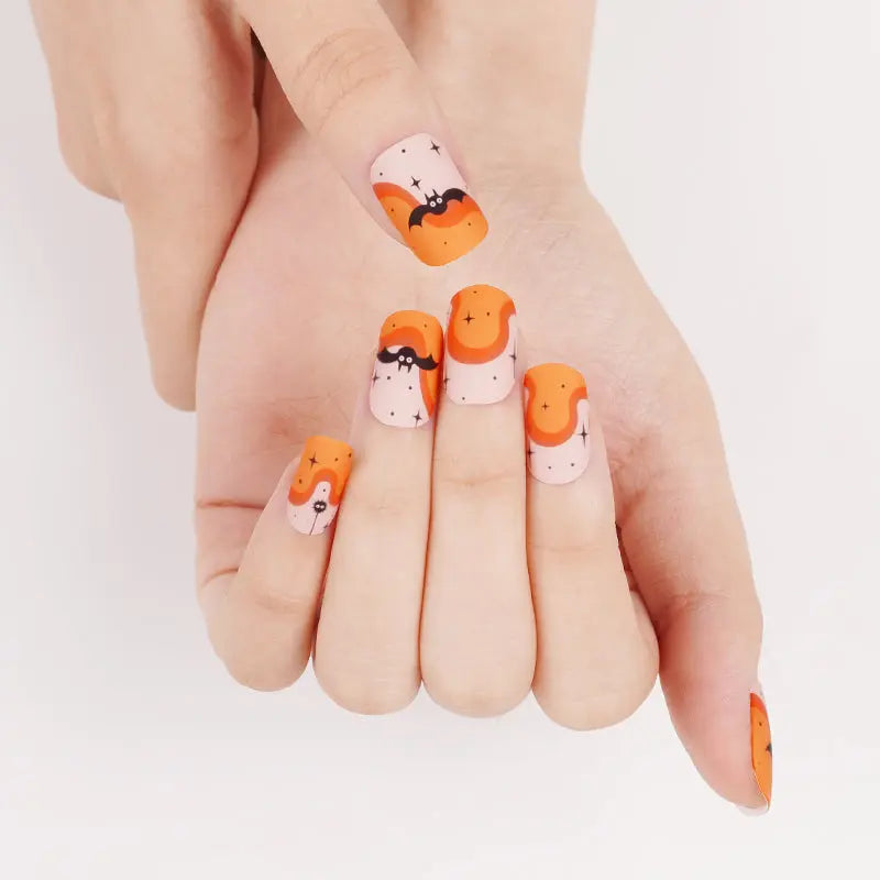 Gel Neon Orange Halloween Nailscustom — Semi-Cured Gel Nail Wraps