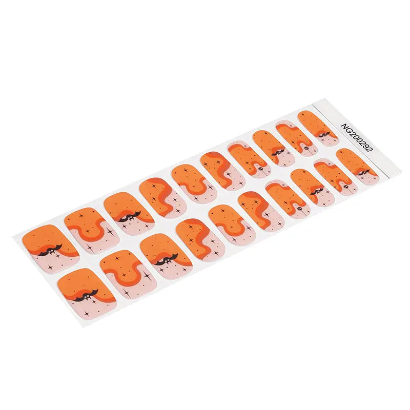 Gel Neon Orange Halloween Nailscustom — Semi-Cured Gel Nail Wraps