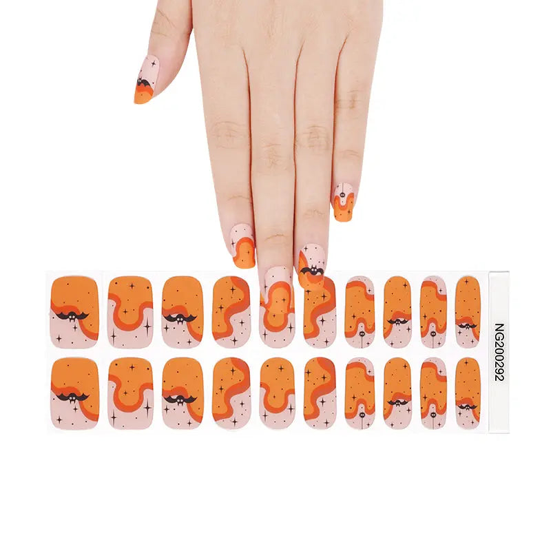 Gel Neon Orange Halloween Nailscustom — Semi-Cured Gel Nail Wraps