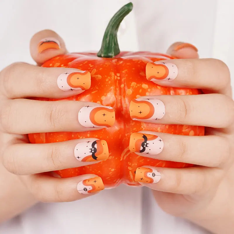 Gel Neon Orange Halloween Nailscustom — Semi-Cured Gel Nail Wraps