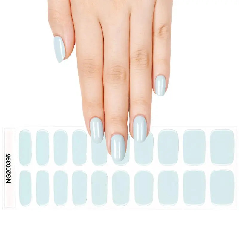 Gel Pale Blue-green Art Designs — Semi-Cured Gel Nail Wraps