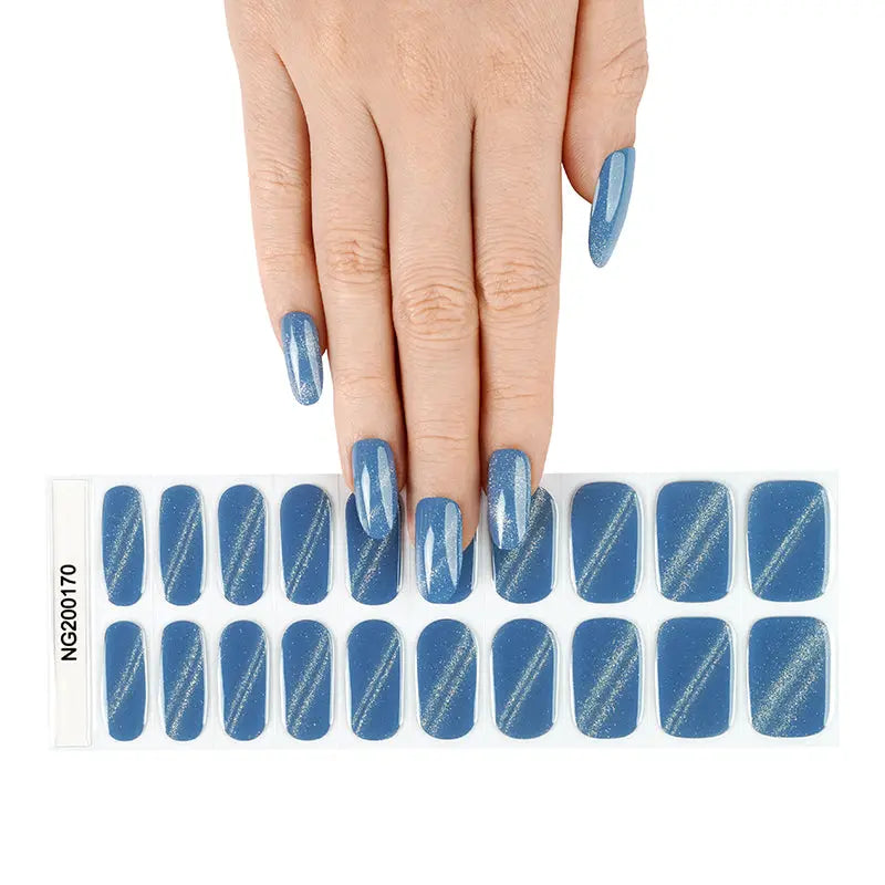 Gel With An Assortment Of Designs Light Blue Cat-Eye — Semi-Cured Gel Nail Wraps