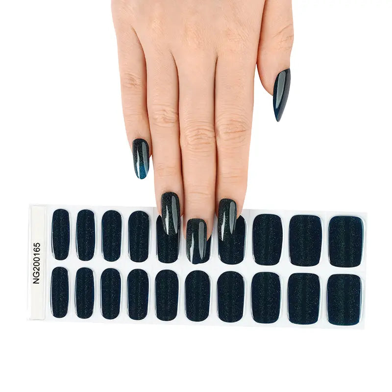 Gel With Countless Designs Green Cat-Eye Manicure — Semi-Cured Gel Nail Wraps