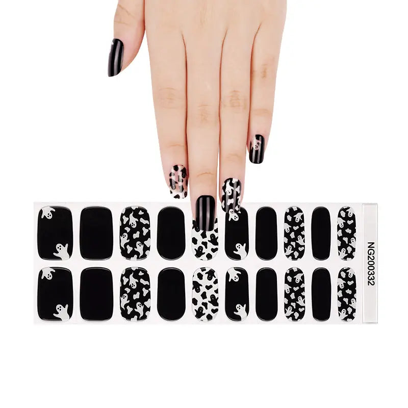 Ghost Design Halloween — Semi-Cured Gel Nail Wraps