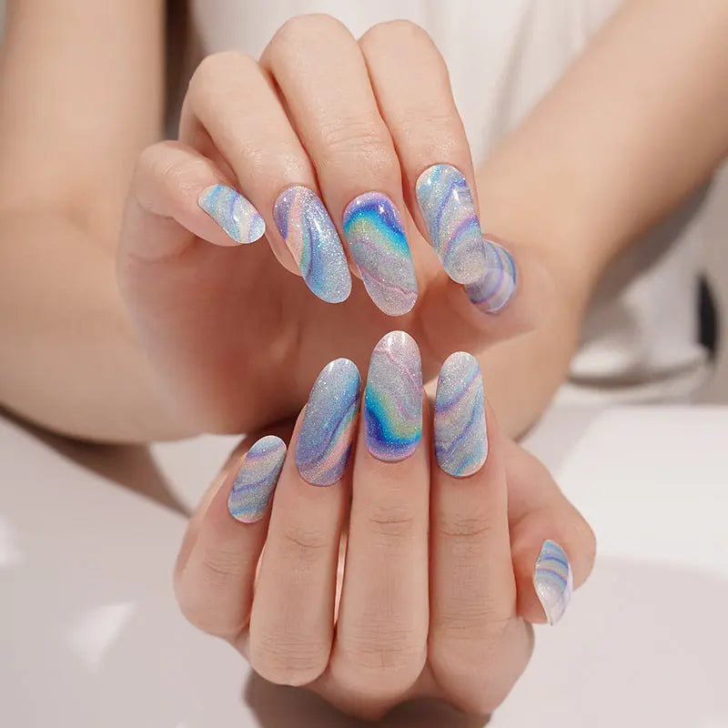 Glitter 20 Tips Cat-eye — Semi-Cured Gel Nail Wraps