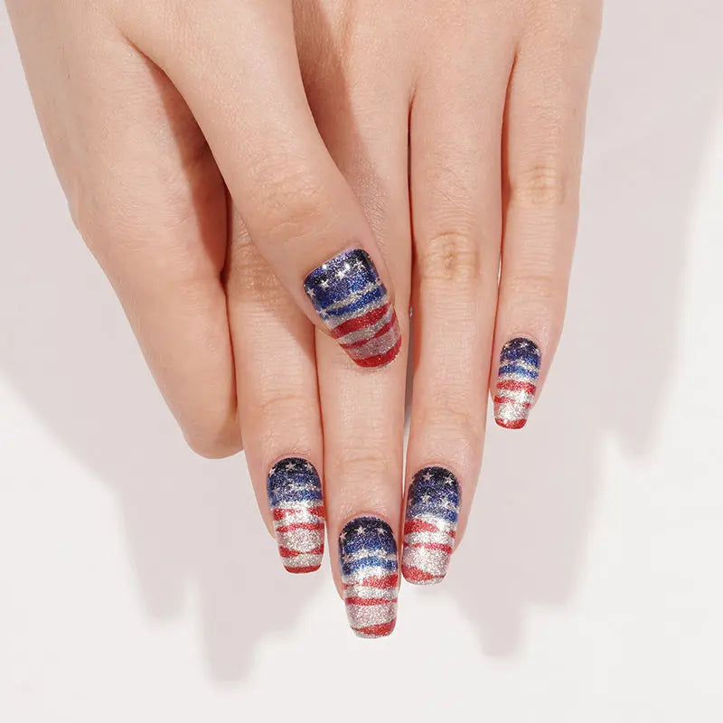 Glitter For U.s. Independence Day – Customizable For Your Brand — Semi-Cured Gel Nail Wraps