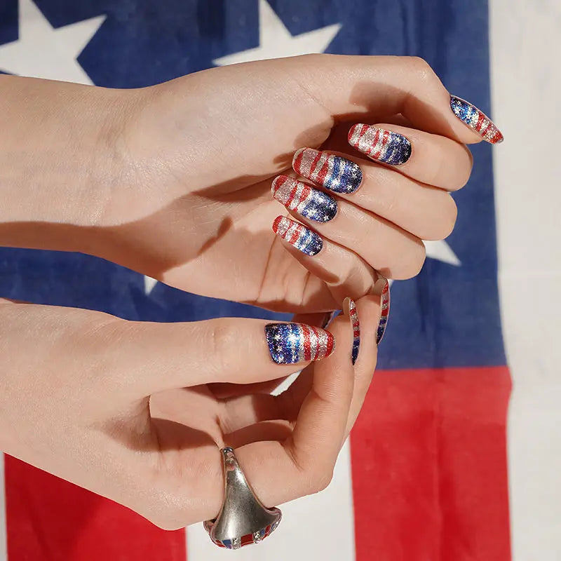 Glitter For U.s. Independence Day – Customizable For Your Brand — Semi-Cured Gel Nail Wraps