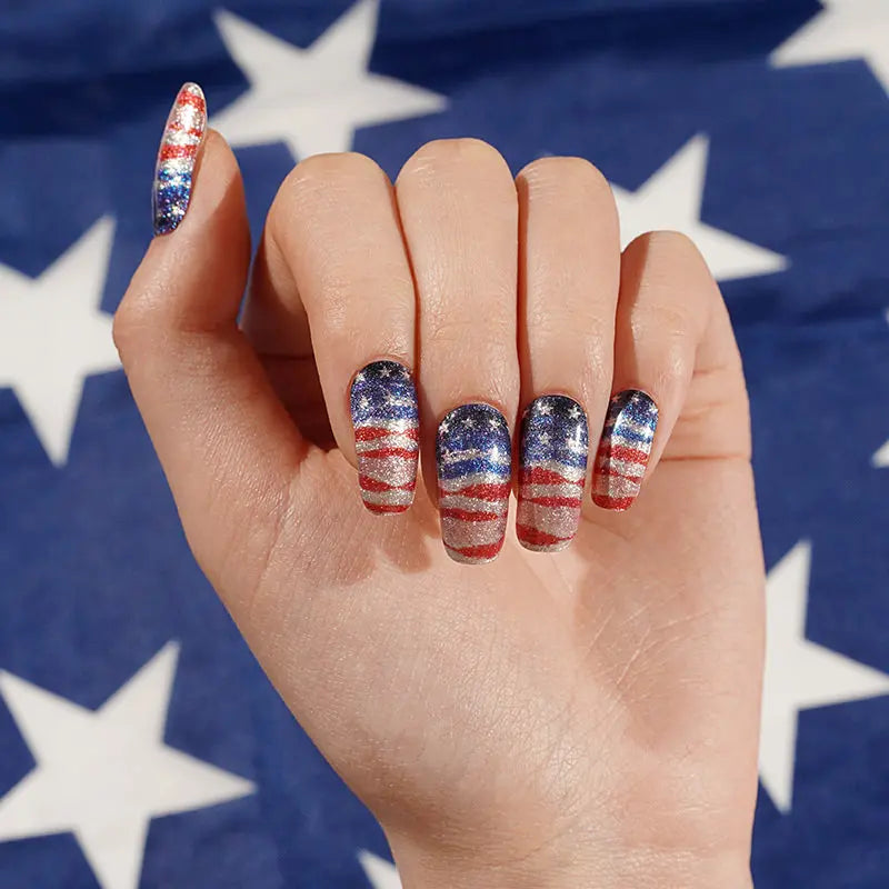 Glitter For U.s. Independence Day – Customizable For Your Brand — Semi-Cured Gel Nail Wraps