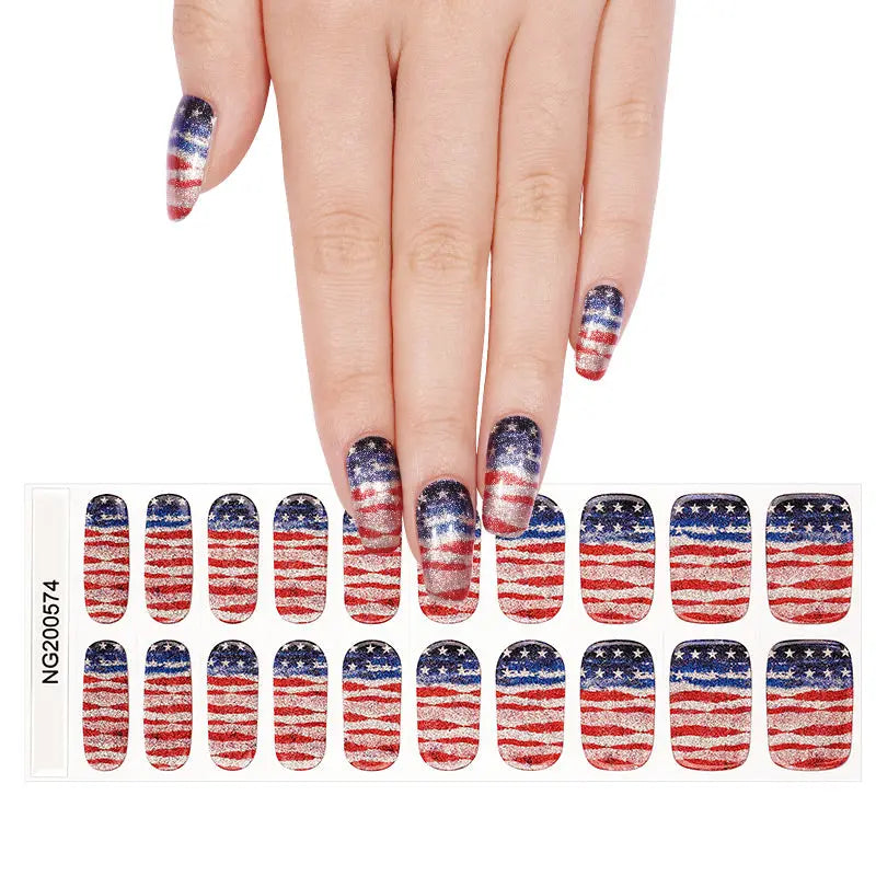 Glitter For U.s. Independence Day – Customizable For Your Brand — Semi-Cured Gel Nail Wraps