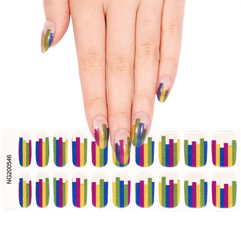 Glitter Stickers French Strips — Semi-Cured Gel Nail Wraps