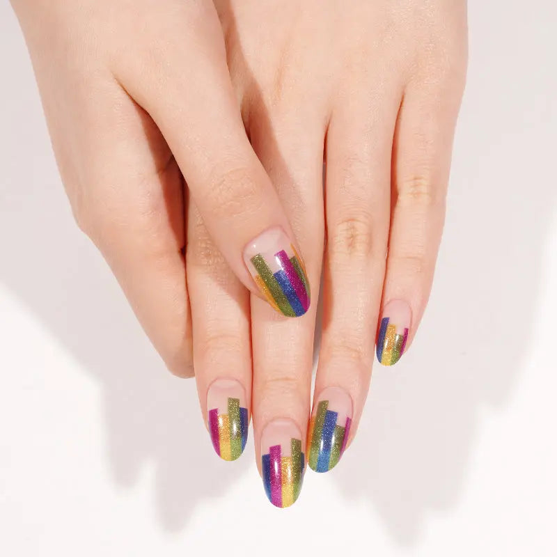 Glitter Stickers French Strips — Semi-Cured Gel Nail Wraps