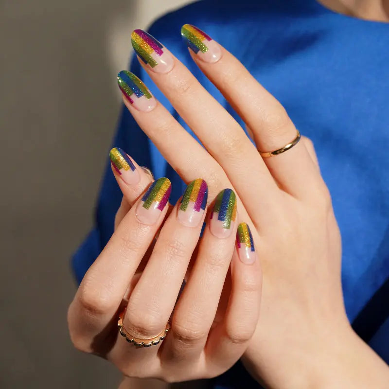 Glitter Stickers French Strips — Semi-Cured Gel Nail Wraps