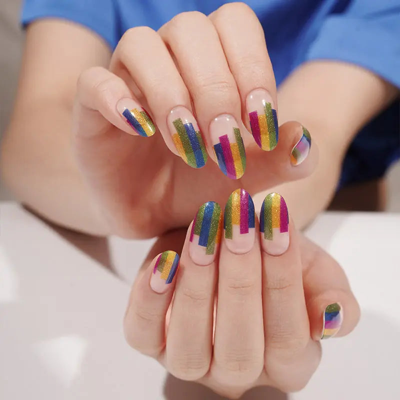Glitter Stickers French Strips — Semi-Cured Gel Nail Wraps