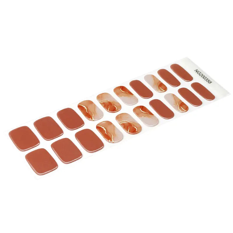 Golden Gel Marble Texture Art Designs — Semi-Cured Gel Nail Wraps