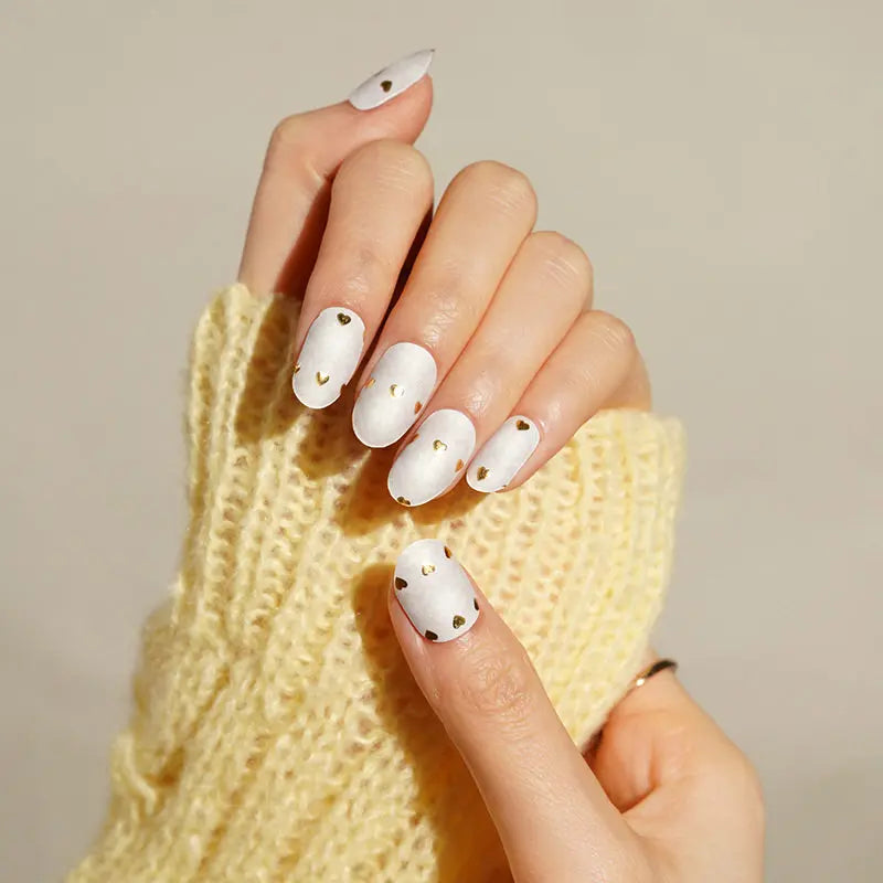 Golden Heart Stickers — Semi-Cured Gel Nail Wraps