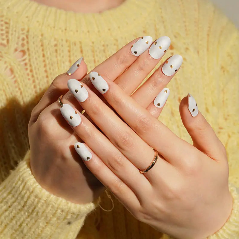 Golden Heart Stickers — Semi-Cured Gel Nail Wraps
