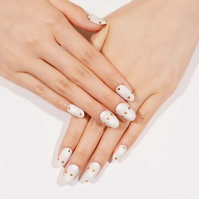 Golden Heart Stickers — Semi-Cured Gel Nail Wraps