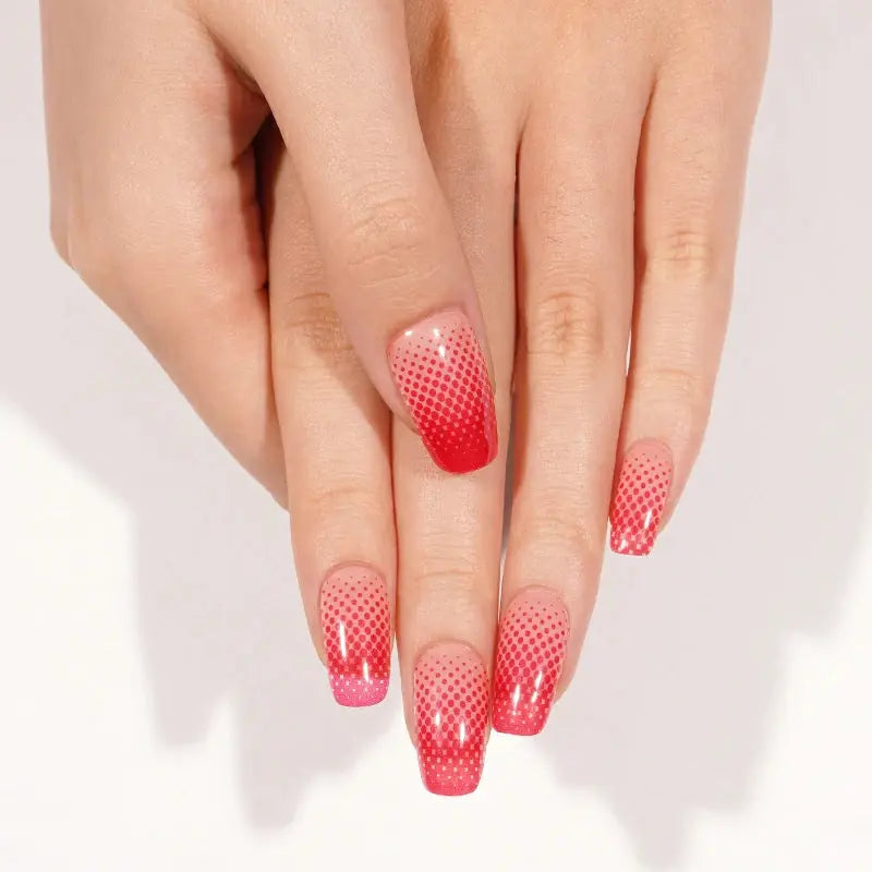 Gradient Polka-Dot Gel Stickers Red — Semi-Cured Gel Nail Wraps