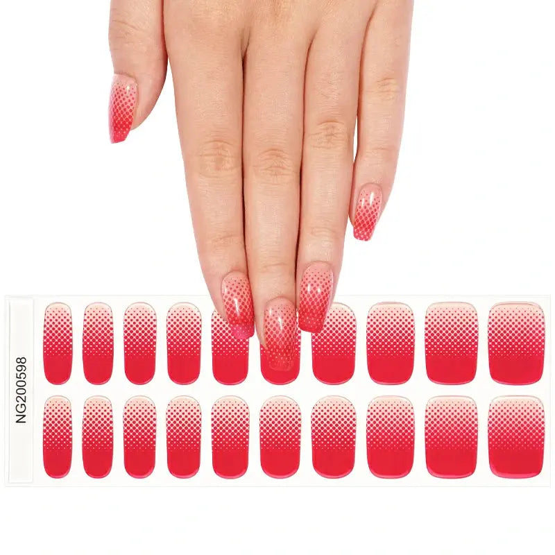 Gradient Polka-Dot Gel Stickers Red — Semi-Cured Gel Nail Wraps