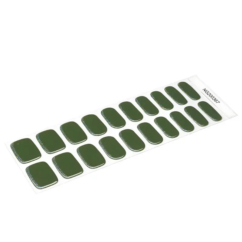 Green Gel Wrap Glitter Design Art — Semi-Cured Gel Nail Wraps