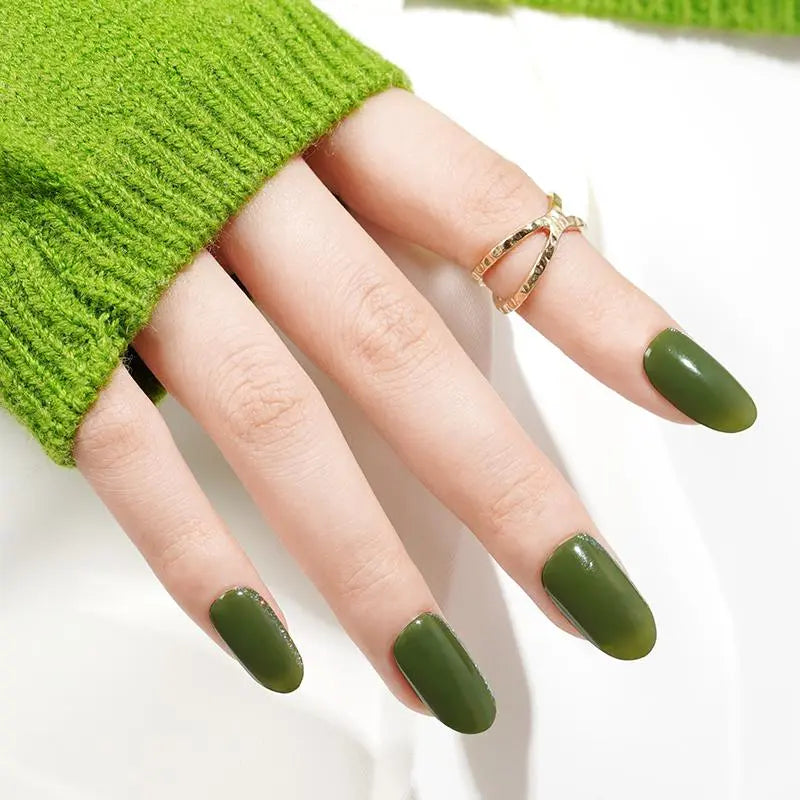 Green Gel Wrap Glitter Design Art — Semi-Cured Gel Nail Wraps