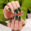 Green Stickers Golden Glitter Strips — Semi-Cured Gel Nail Wraps