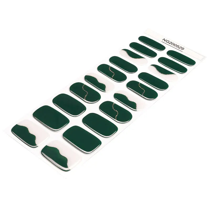 Green Stickers Golden Glitter Strips — Semi-Cured Gel Nail Wraps