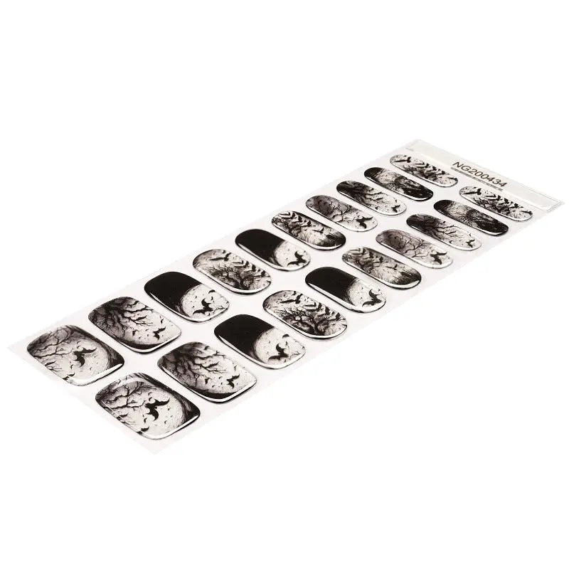 Halloween Batty Evening Gel Black And White Gel Designs — Semi-Cured Gel Nail Wraps
