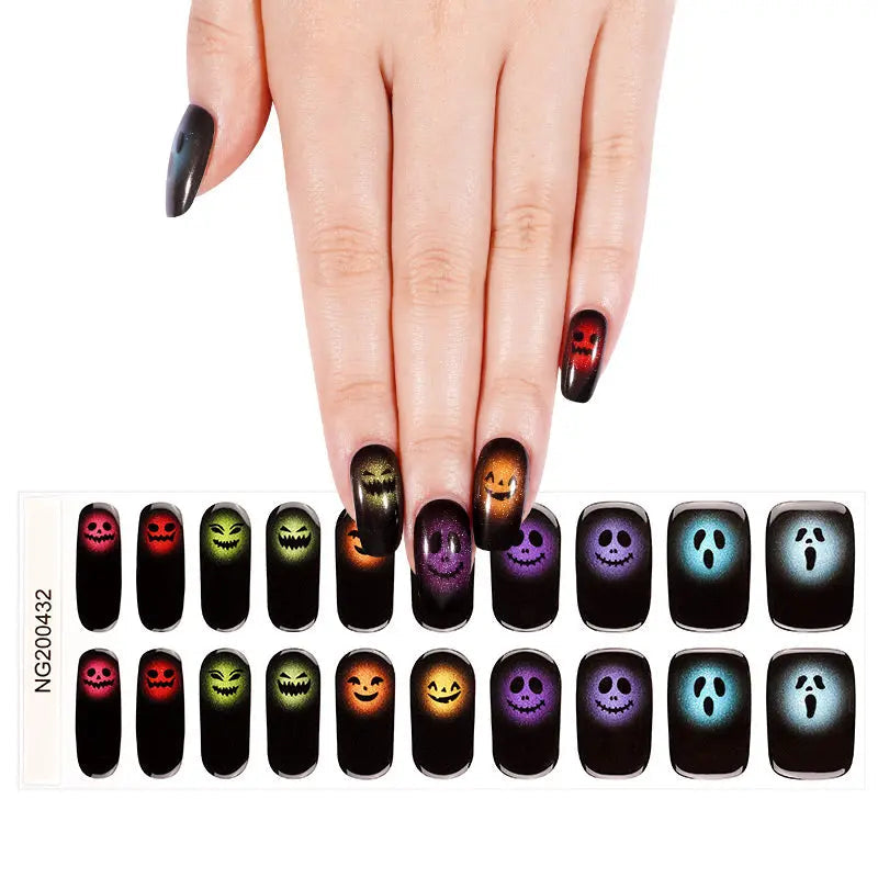 Halloween Gel Sticker Demon — Semi-Cured Gel Nail Wraps