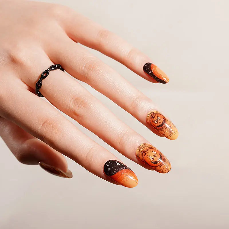 Halloween Stickers Pumpkin Strips — Semi-Cured Gel Nail Wraps